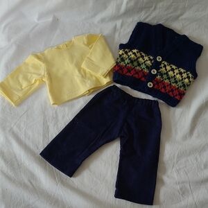 Three Piece Sweater Vest Outfit for 18" Doll (American Girl, Our Generation)
